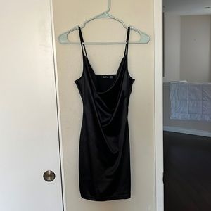 BOOHOO COWL NECK SATIN BODYCON DRESS
